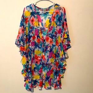 🔥SALE🔥Blue/Rodbeattie Floral Sheer Coverall NWOT
